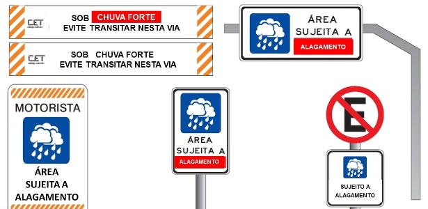 Placas vão indicar locais com possibilidade de alagamento durante o período de chuvas em São Paulo - Divulgação