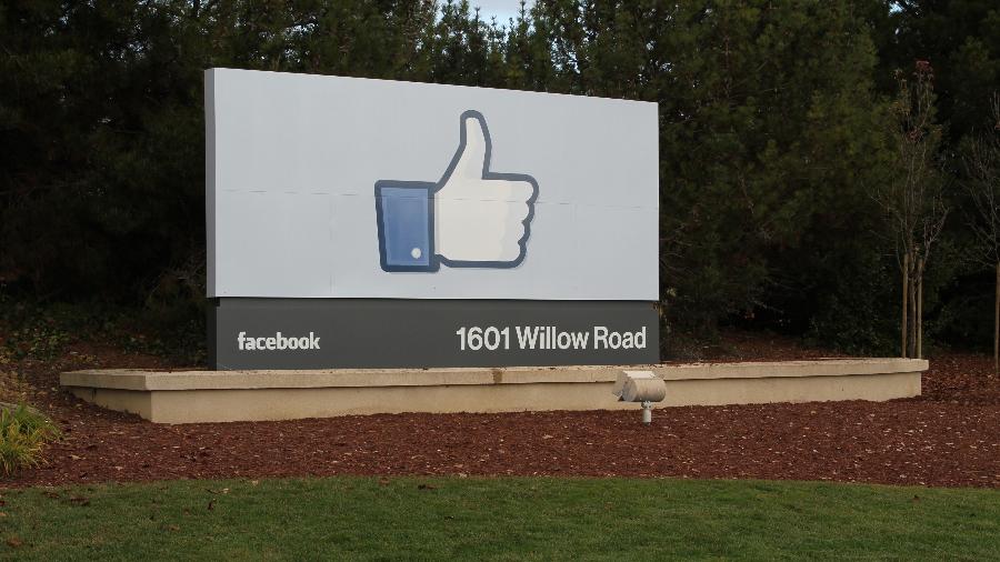Entrada da sede do Facebook (agora Meta) em Menlo Park, Califórnia (Estados Unidos). O local era a antiga sede da empresa Sun Microsystems - Divulgação