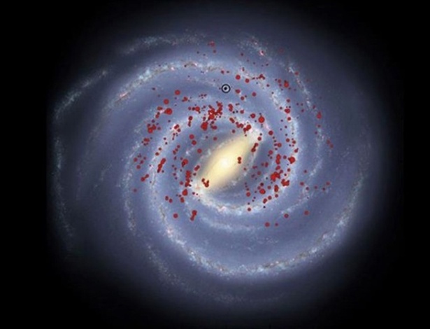 Via Láctea: possibilidade de vida em outros planetas é indicada pela água - J. Urquhart/Monthly Notices of the Royal Astronomical Society/Robert Hurt/Spitzer Science Center  