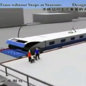 Trem chinês pega passageiros sem parar na estação - Reprodução