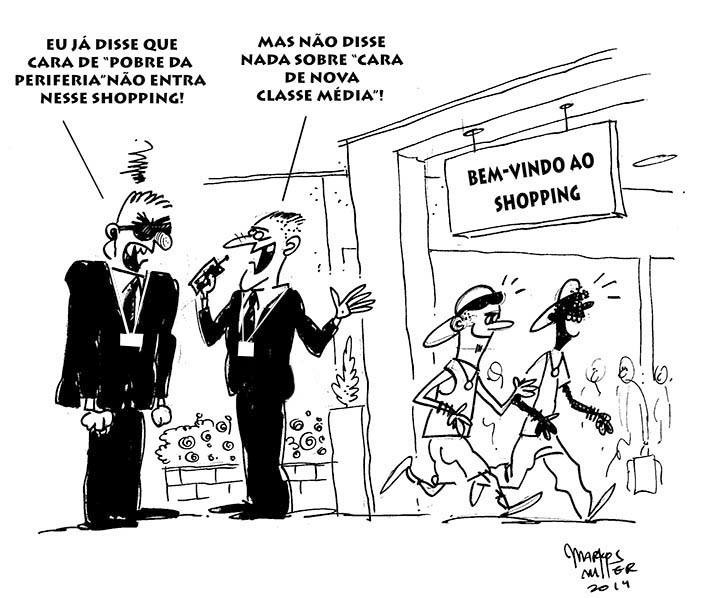 16.jan.2014 - Na arte do cartunista Marcos Muller quem faz o "rolezinho" é a "nova classe média" - Marcos Muller