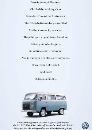 Versão em inglês de anúncio feito pela VW - Reprodução