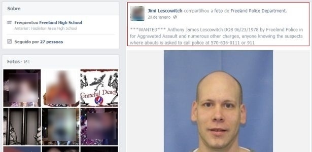 Anthony James Lescowitch era procurado pela polícia desde julho do ano passado - Reprodução/Facebook