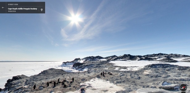 Imagem da Antártida captada pelo serviço Street View; Google pediu que pesquisadores tirassem as fotos - Reprodução
