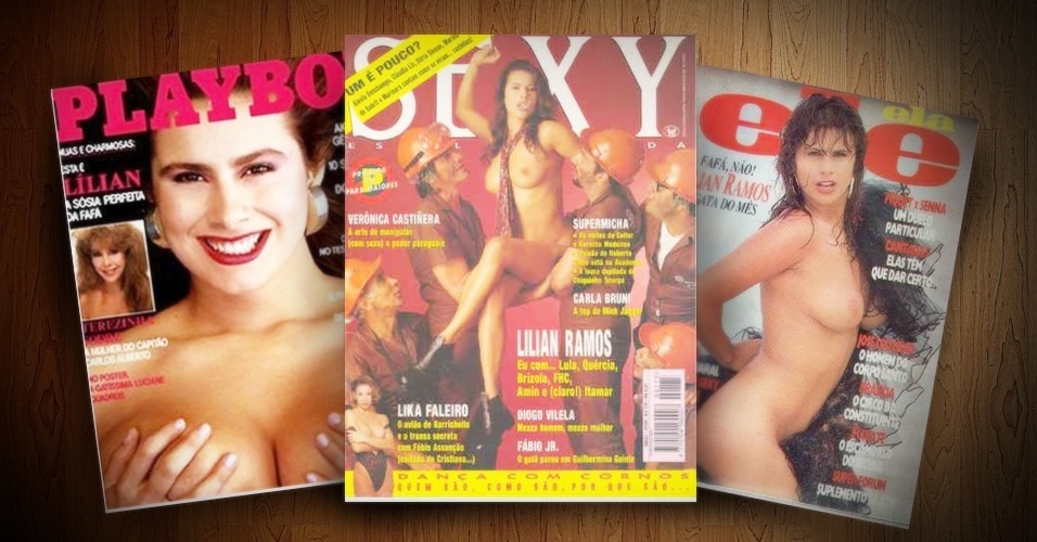Na virada dos anos 80 para os 90, a ex-miss Ceará Lilian Ramos estampou várias capas de revistas masculinas no Brasil. Muitos ensaios lembravam sua semelhança física com a cantora Fafá de Belém - Reprodução/Arte UOL