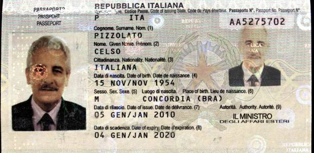 A Interpol divulgou em seu site uma imagem do passaporte encontrado com Henrique Pizzolato, na Itália - Divulgaçãi/Interpol