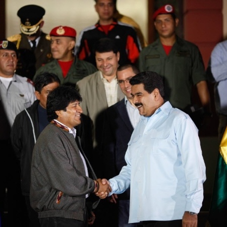 Evo Morales e Nicolás Maduro, em foto de 2014 - Xinhua