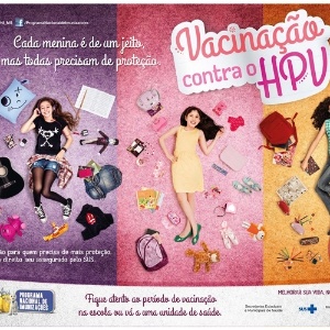 Cartaz da campanha brasileira de vacinação contra o HPV, que começou a ser veiculada no dia 8 de março - Divulgação