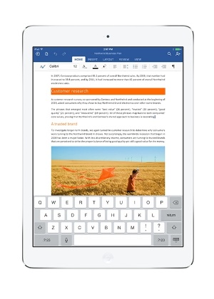 Versão do Microsoft Word feita especificamente para o tablet iPad; pacote Office está disponível gratuitamente - Divulgação