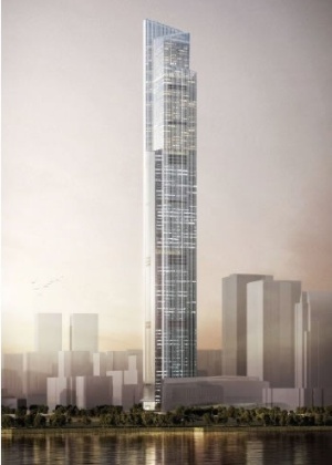 O elevador será instalado na torre CTF Finance Centre, em Guangzhou, na China, que deve ficar pronta em 2016 - Reprodução/Hitachi