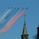 May 9, 2014 - Military planes leave a trail of smoke in the colors of the Russian flag on Victory Day in Moscow's Red Square - Sergei Karpukhin/Reuters