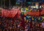 Membro da Coordenação Nacional do MTST, Guilherme Boulos afirmou durante o ato que reuniu ao menos 5.000 pessoas em SP, que o objetivo da manifestação é forçar o governo a atender a pauta do grupo: moradia - Marlene Bergamo/Folhapress