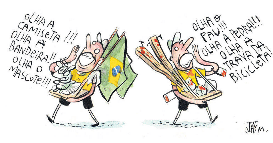 Imagem para álbum charges e problemas da Copa - - João Montanaro/Folha de São Paulo