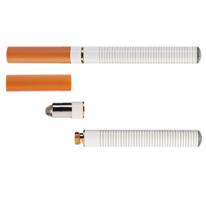 Acima, um cigarro eletrônico desmontado. Sua estrutura é composta por bateria, compartimento para essência e resistência (que gera o vapor) - Reprodução/U.S. Food and Drug Administration