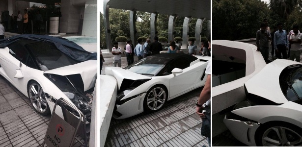 O Lamborghini Gallardo Spyder, que custa em torno de R$ 1,1 milhão, ficou com a frente destruída - Reprodução/InAutoNews