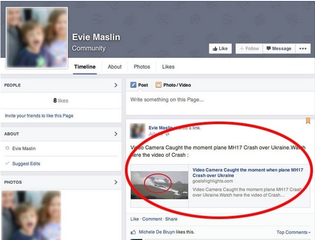 Página criada em nome da australiana Evie Maslin, 10, que morreu na queda do voo  - Reprodução 
