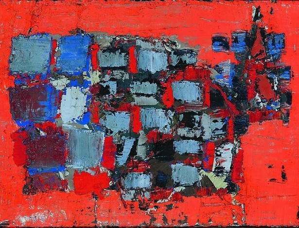"Composição sobre fundo vermelho", de Nicolas de Staël, pintor francês  - Reprodução/Nicolas de Staël/Mitchell-Innes & Nash