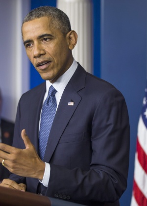 Barack Obama, durante pronunciamento na Casa Branca nesta sexta-feira (1º). Na ocasião, ele também abordou o fim do cessar-fogo em Gaza e pediu a libertação ''imediata'' de um soldado israelense raptado