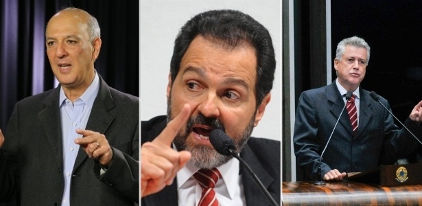 Da esq. para a dir., José Roberto Arruda (PR), Agnelo Queiroz (PT) e Rodrigo Rollemberg (PSB), candidatos ao governo do DF