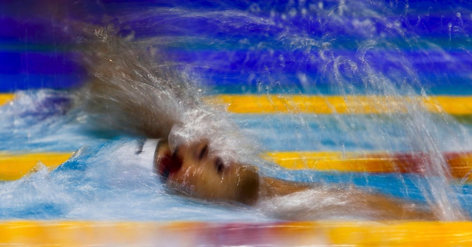 19.ago.2014 - Nadador alemão Markus Deibler compete na prova de 200 metros medley no Campeonato Europeu de Natação em Berlim, na Alemanha