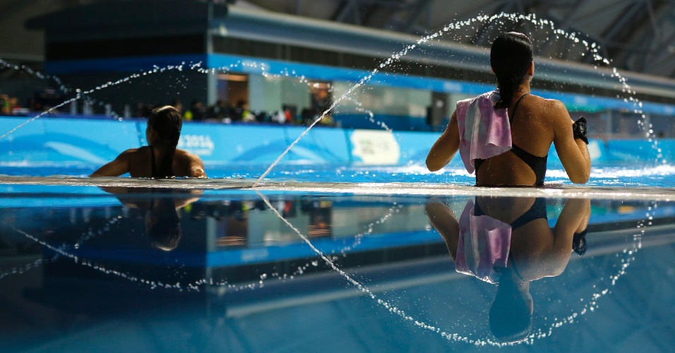25.ago.2014 - Atletas participam de sessão de treinamento nos Jogos Olímpicos da Juventude, em Nanjing, na China