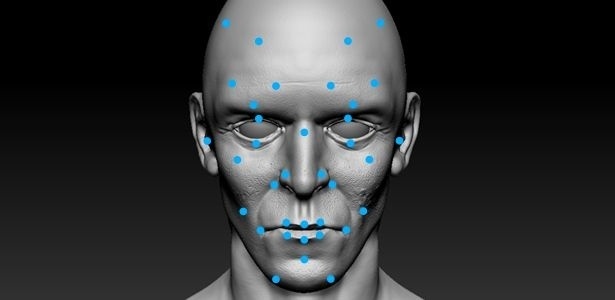 Pontos usados no reconhecimento facial. Fonte: Paulo Rodrigues, professor da FEI - Arte/UOL