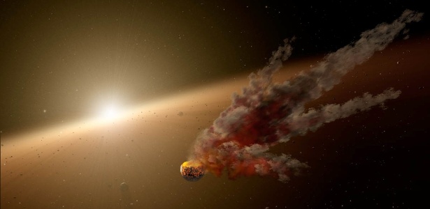 Spitzer registrou erupção de poeira causada pela colisão de dois entre asteroides  - JPL-Caltech/Nasa