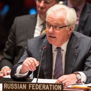 Vitali Churkin, embaixador da Rússia na ONU, durante reunião do Conselho de Segurança  - Andrew Burton/Getty Images/AFP