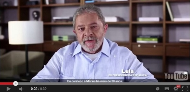 Em vídeo falso postado na internet, o ex-presidente Lula aparece pedindo votos para uma candidata chamada Marina, dando a entender que seria Marina Silva (PSB)