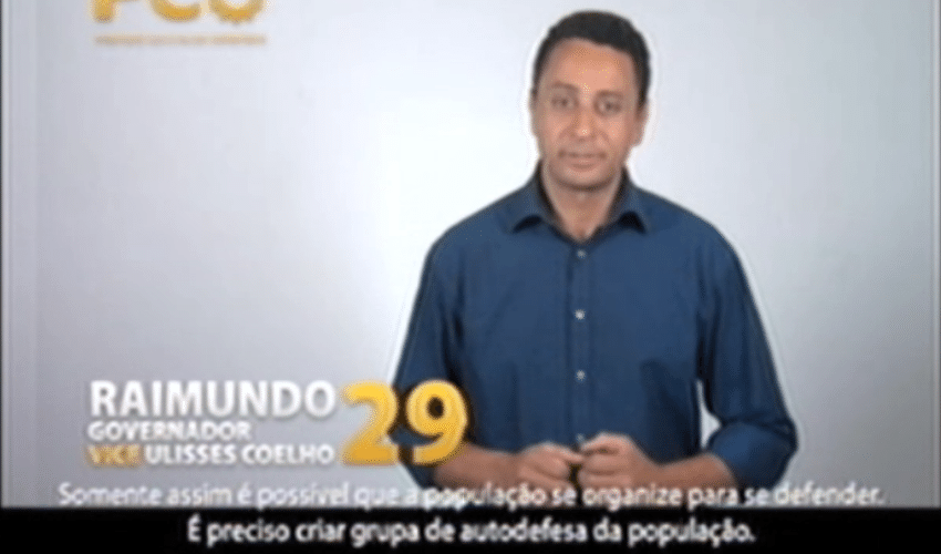Propaganda de Raimundo Sena (PCO), candidato ao Governo de São Paulo, 15 de setembro: "É preciso criar 'grupa' de autodefesa da população". O correto é 'grupo'