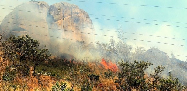 Incêndio atingiu a mata do Parque Estadual da Pedra Branca, na zona oeste do Rio - Divulgação/Parque Estadual da Pedra Branca/Guarda-parques Maria do Carmo e Renan Zanata