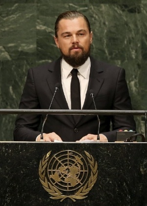 O ator americano Leonardo DiCaprio discursa na Cúpula do Clima na sede da ONU, em Nova York (EUA), em 2014 - Justin Lane/EFE