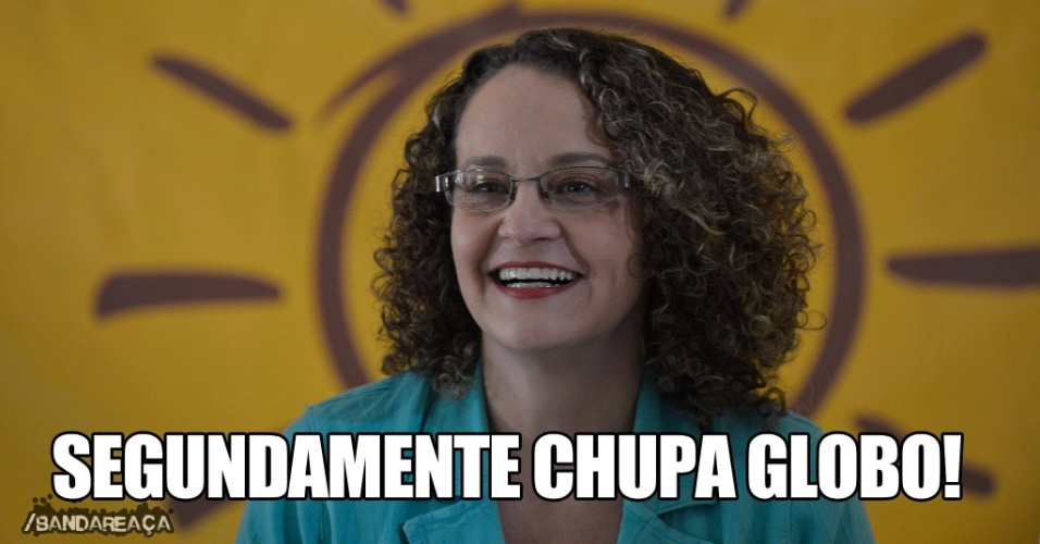 3.out.2014 - A candidata Luciana Genro criticou a rede Globo durante o debate desta quinta (2) e, claro, virou meme por isso