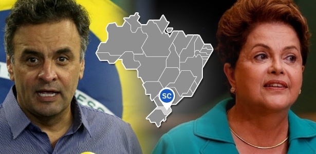 SC: vitória mais folgada de Aécio sobre Dilma - Arte/