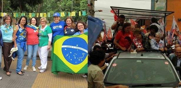 22.10.2014 - Em SP, voluntárias do PSDB fazem campanha para Aécio; em Duque de Caxias (RJ), Dilma encontra com mulheres e militantes