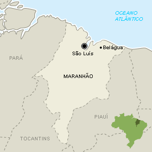 Mapa para localizar a cidade de Belágua (MA), que deu a maior votação para Dilma Rousseff em 2010 e 2014