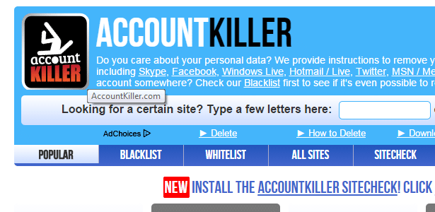Account Killer ajuda a apagar cadastros em serviços como Facebook - Reprodução