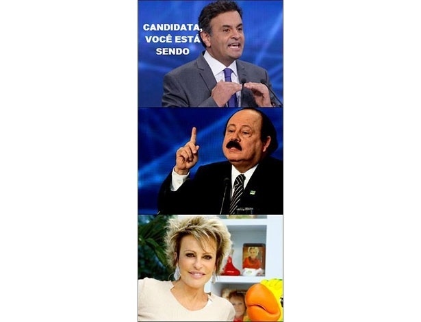 25.out.2014 - Internautas postam montagem para fazer piadas durante o último debate antes do segundo turno das eleições presidenciais, que acontece no próximo domingo (26)