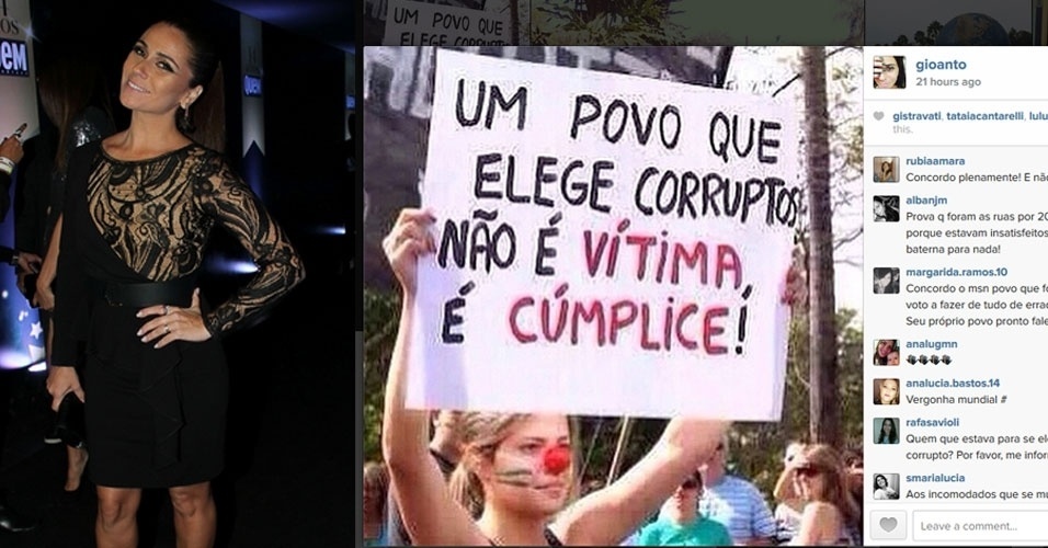 27.out.2014 - A atriz Giovanna Antonelli criticou a reeleição de Dilma Rousseff (PT) com um post no Instagram - rede social de compartilhamento de fotos