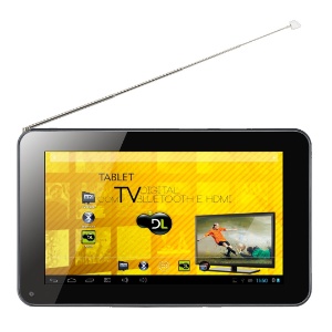 Marcas, como a mineira DL, atuam no segmento de tablets baratos; o modelo e-TV tem tela de 7 polegadas, 8 GB e TV digital. Dispositivo custa cerca de R$ 300 - Divulgação