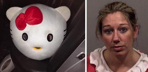 Carrie Gipson, 37, foi detida vestida de Hello Kitty dirigindo embriagada na contramão - Divulgação/Departamento de Política de Gorham