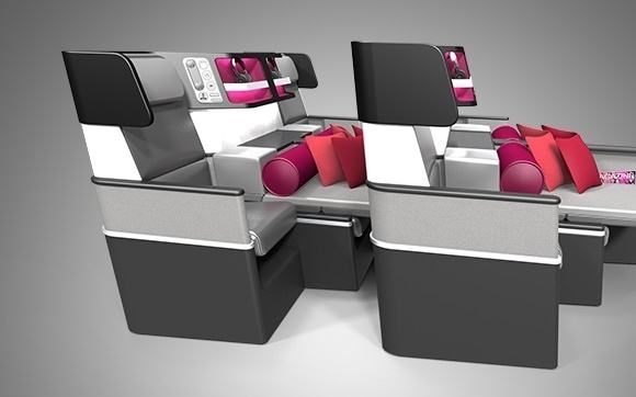 A flexibilidade permitira que as companhias aéreas mudassem a configuração dos assentos em tempo real, de acordo com as condições de cada voo - Divulgação/PaperClip Design
