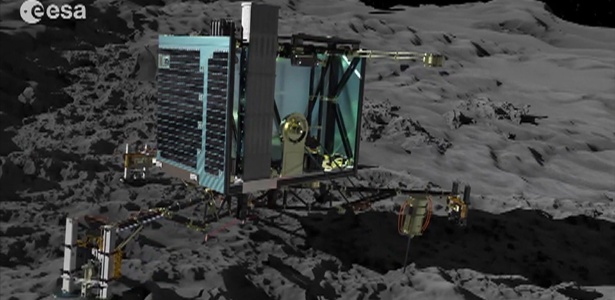 A sonda espacial Rosetta lançou nesta quarta-feira o módulo Philae, em tentativa de pousar em cometa que pode explicar a origem da vida na Terra - ESA/BBC