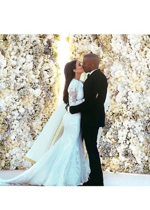 Kim Kardashian e Kayne West se casaram em maio de 2014