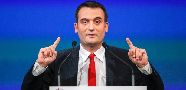 Florian Philippot, vice-presidente do partido Frente Nacional, durante discurso em Lyon (França) - Robert Pratta/Reuters