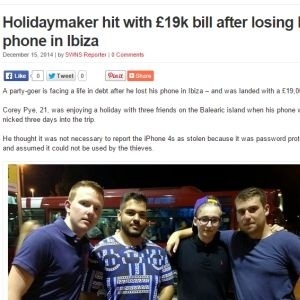 Corey Pye (esq.) teve seu iPhone 4s furtado e recebeu uma cobrança de R$ 79 mil - Reprodução/SWNS