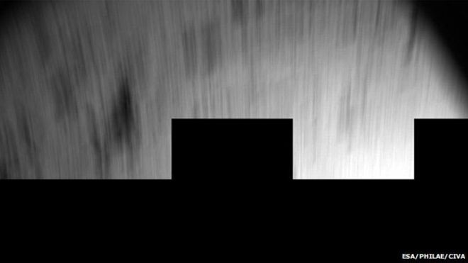 Imagem divulgada pela Agência Espacial Europeia (ESA, na sigla em inglês) mostra o momento do pouso turbulento da sonda Philae no cometa 67P/Churyumov-Gerasimenko em novembro