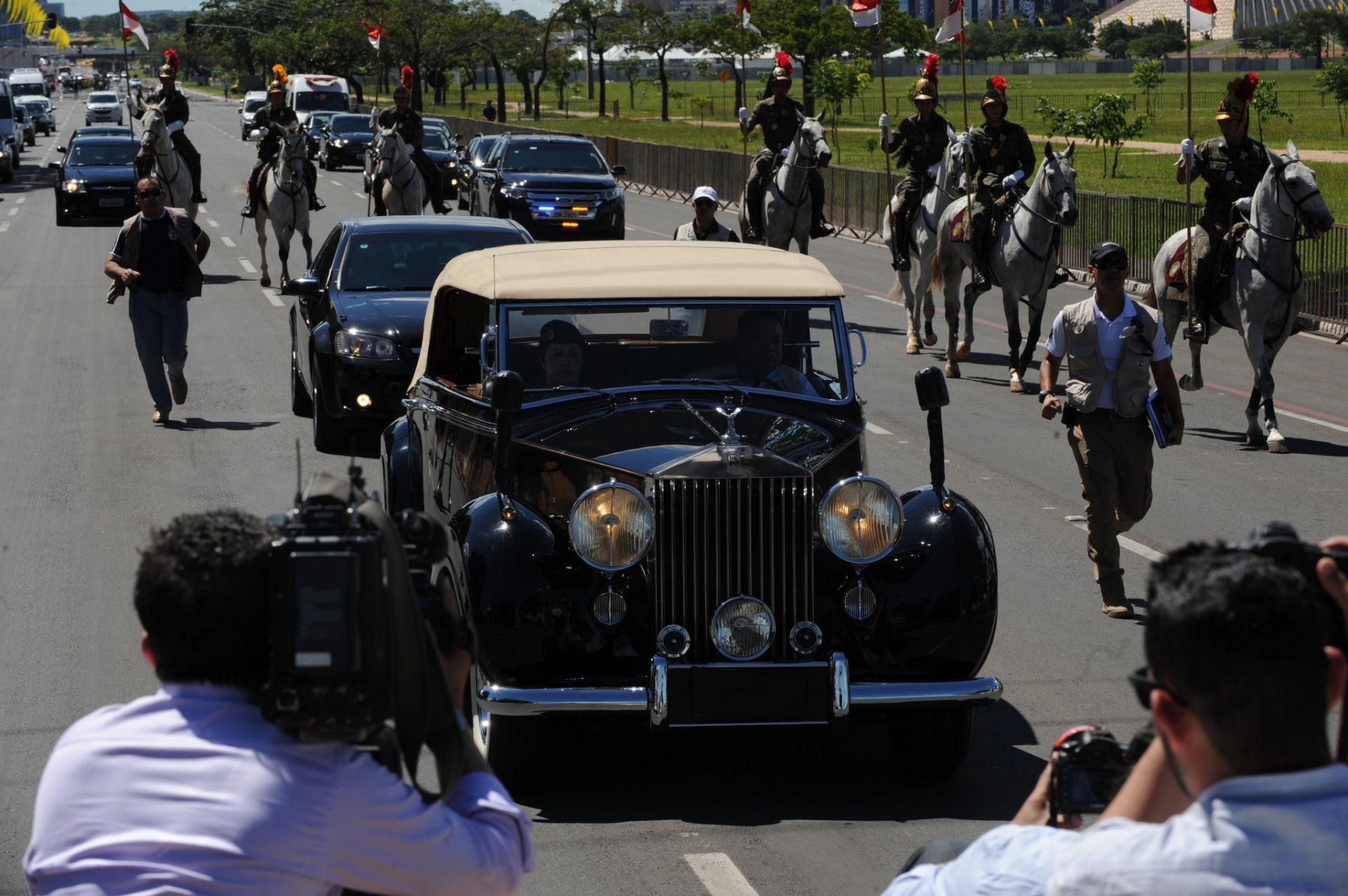 28.dez.2014 - Equipe do cerimonial do Palácio do Planalto faz ensaio para a cerimônia de posse da presidente Dilma Rousseff, marcada para o dia 1º de janeiro - Elza Fiúza/ Agência Brasil