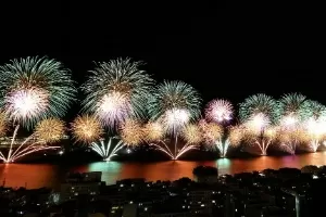 1º.jan.2015 - Tradicional queima de fogos na praia de Copacabana, na festa de Réveillon. - Marcelo de Jesus/UOL