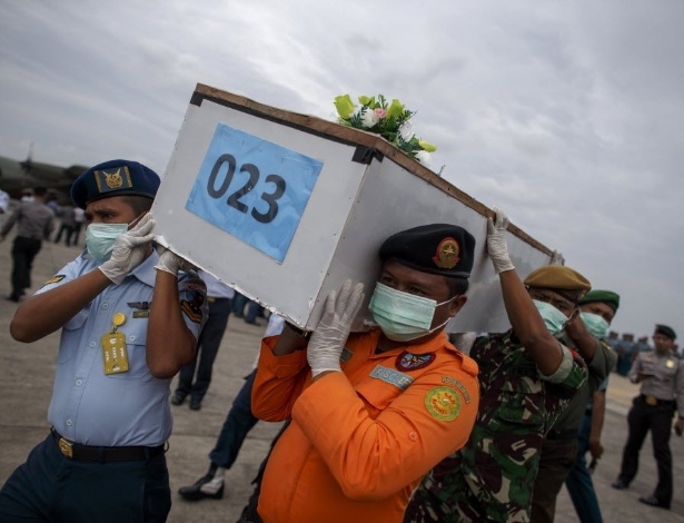 Militares carregam caixão de vítima do voo QZ8501 da AirAsia - Athit Perawongmetha/Reuters